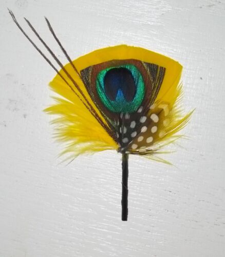 Fedora Pin Hatband Feathers Tuxedo Peacock Yellow Wedding Hat Band Feather 