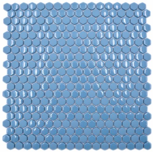 Glasmosaikfliese Hexagon blau glänzend//matt Dusche 140-0401/_f 10 Mosaikmatten