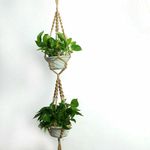 US Jute Rope Plant Flowerpot Basket Hanger Macrame Hemp Hanging Woven Holder HOT