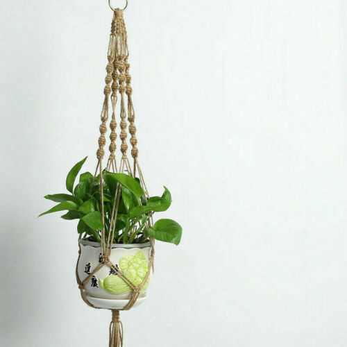 US Jute Rope Plant Flowerpot Basket Hanger Macrame Hemp Hanging Woven Holder HOT 