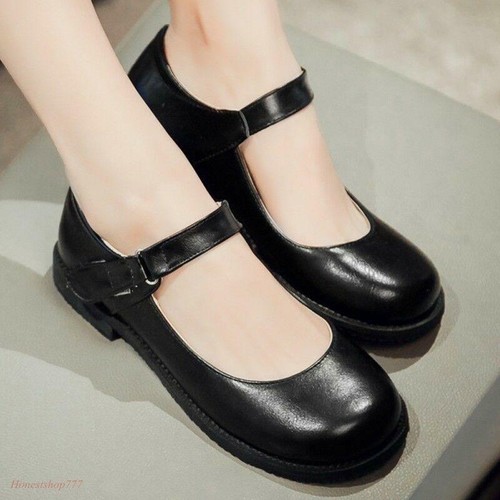 Mary Janes Womens Cute Ankle Strap Flat Lolita Court Vintage Round Toe Shoes