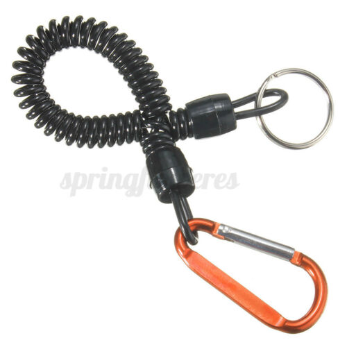 Max 80cm Retractable Full Extension Rope Pliers Lanyard Coiled Spring Fishing 