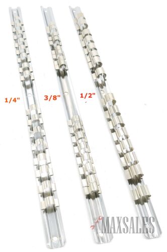 3/8" 1/2" Rack Mount Steel Drawer Tray Oganizer 3pc Socket Rail Holder 1/4" 