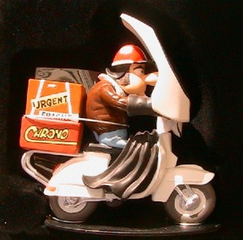 FIGURINE JOE BAR TEAM AL AKOURCE SCOOTER PIAGGIO VESPA 1//18 RESINE BD