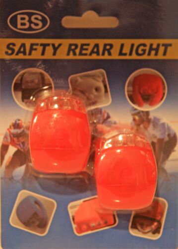 Flashing Safety Lite Bike Scooter Walker 2 Red LED Clip On Light Flashlight