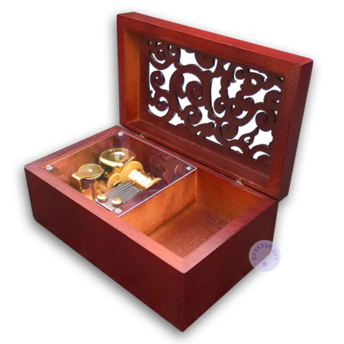 Play /"White Christmas/" Hollow out Wooden Sankyo Music Box With a Jewelry Box