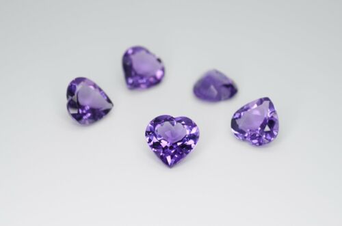 Loose Faceted Gemstone 9mm Heart Cut Natural Amethyst Calibrated A+