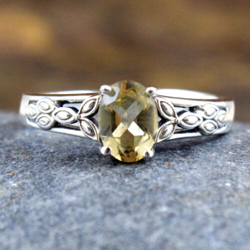 Faceted Yellow Citrine Gemstone 925 sterling Silver Handmade Ring Size US 7