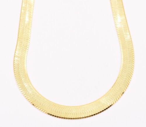 9mm Flexible Herringbone Chain Necklace Solid 14K Yellow Gold Clad Silver 925 