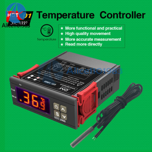 STC-1000 Digital Temperature Controller AC110-220V Thermostat w// Aquarium Sensor