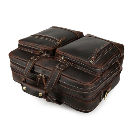 Vintage Leather 17/" Laptop Briefcase Travel Shoulder Bag Satchel Luggage Holdall