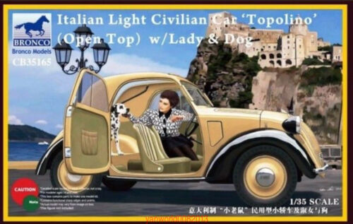 Bronco CB35165 1/35 Italian Light Civilian Car &#039;Topolino&#039; (Open Top) w/Lady New