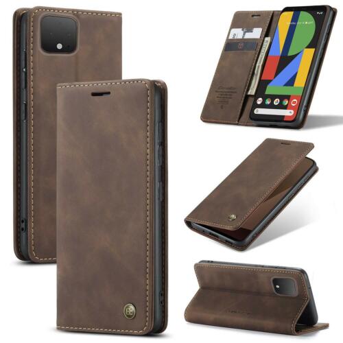 For Google Pixel 4 Case Suede Leather Wallet Cover Heavy-Duty Book Magnetic
