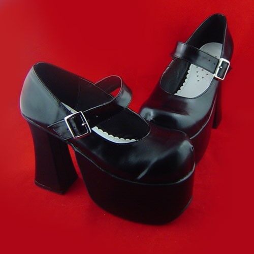 S-03 schwarz weiß black Gothic Lolita Pumps Plateau Schuhe Shoes Maid Cosplay
