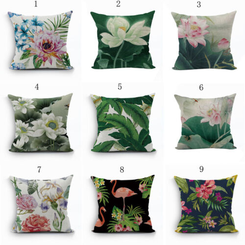 Rural Flower Cotton Linen Pillow Case Sofa Waist Throw Cushion Cover New