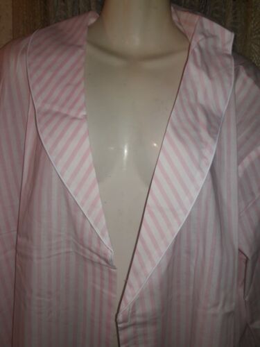 Details about  / National 1X House coat sz 1X NWT Cotton Blend Tie Closure PINK//WHITE STRIPES