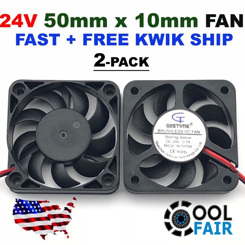 24V 50mm Cooling Computer Fan 5010 50x50x10mm DC 3D Printer 2-Pin 2-Pack