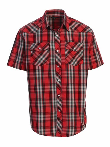 5XL Rodeo Shirt Men/'s Western Plaid Short Sleeve Cowboy Pearl Snap Shirt Size S
