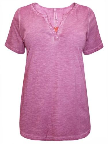 Sheego T-shirt Top Plus Taille 18//20 22//24 26//28 30//32 Rose Rose foncé huile lavé