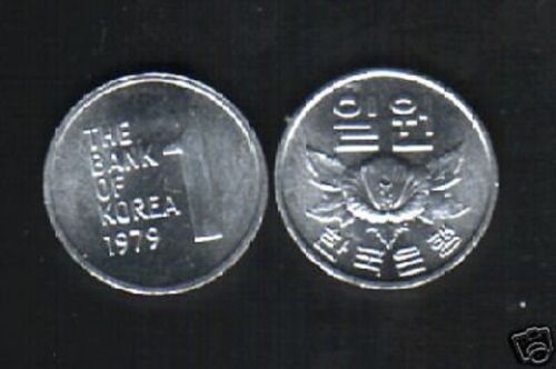 KOREA SOUTH 1 WON KM4 A 1979 ROSE FLOWER UNC UN-COMMON MONEY KOREAN COIN