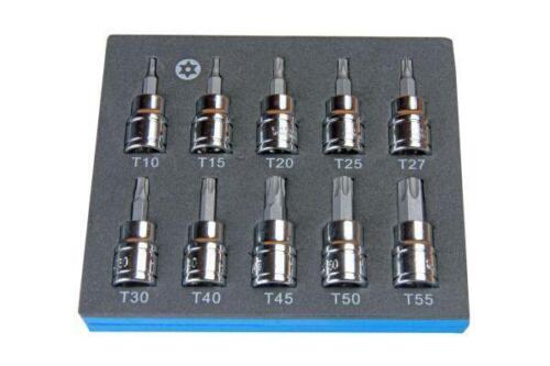 US PRO 10pc 3//8 Dr 48 mm de largo S2 a prueba de manipulaciones bits Socket Set Torx T10-T55 B2099