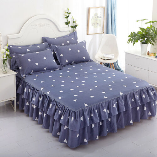 Pillowcases Queen King Retro Floral Printed Ruffled Elastic Bed Skirt Bedspread