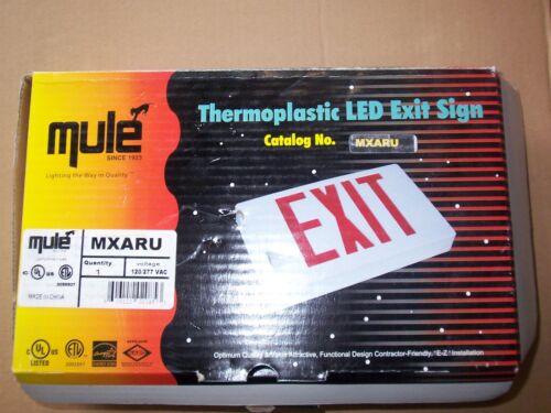 NEW MULE MXARU 120/277VAC THERMOPLASTIC LED EXIT SIGN