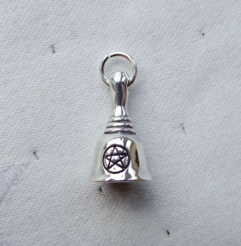 BELL WITH PENTAGRAM 3D WICCA CHARM 925 STERLING SILVER