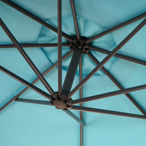 Sonnenschutz 3m neigbar türkis-blau mit Ständer Semi-Profi Ampelschirm Terni 