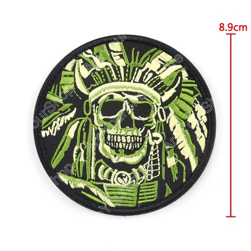 Death Skull War Chief Indian Usa Army Morale Military Tactical Swat Hook Patch B