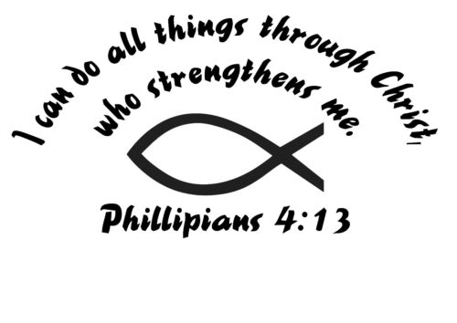 Philippians 4:13 Fish  Do All Things w//Christ  Religious Wall Window Decal Bible