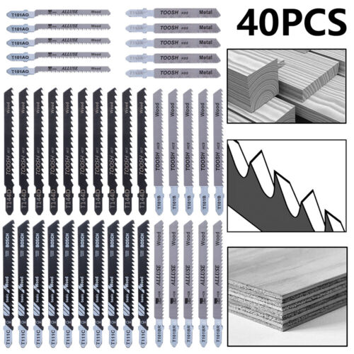 40PCS Jig Saw Jigsaw Blades Set Metal Wood PVC Cutting Assorted Blades T-Shank 