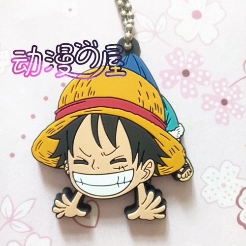 ONE PIECE Luffy Zoro Law Keychain Anime Figure Rubber Strap Charm Key Ring Gift