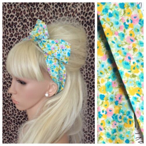 FLORAL FLOWER PRINT FABRIC BENDY WIRED BOW WIRE HAIR WRAP SCARF HEAD BAND RETRO