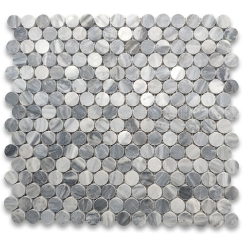 K93XH Bardiglio Gray Marble 3/4" Penny Round Mosaic Tile Honed Wall Flooring 