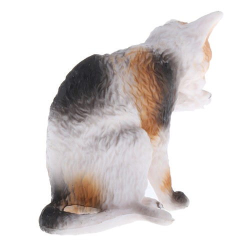 Lifelike Plastic Tabby Cat Figurine Playset Model for Children Collections