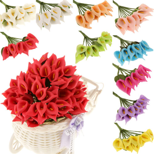 144Pcs Mini Foam Calla Lily Artificial Flower Bridal Wedding DIY Decor 10 Colors 