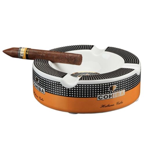 COHIBA Round Ceramic Cigar Ashtray For 4 Cigars Aschenbecher cenicero пепельница