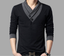 Fashion Men/'s Casual V-Neck Cotton Tops Blouse Slim Long Sleeve Warm T-Shirt