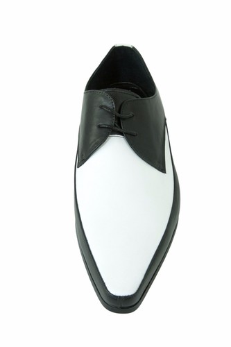 Zapatos de Cuero Paolo Vandini Retro Jam Joseph Negro Blanco de Hombre con Cordones en Punta