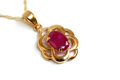 9ct Gold Ruby Pendant and Chain Celtic Necklace Gift Boxed Made in UK 