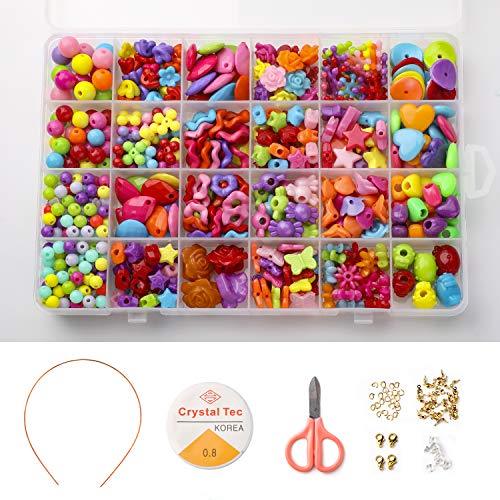 Phogary Children DIY Beads Set500pcs Colourful Beads for Jewellery Making for