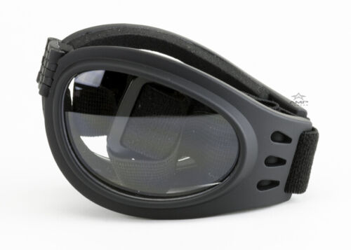 Shatterproof Motorcycle/Paint Ball Foam Padded Goggles Foldable Black Clear 448 