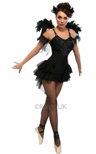 Womens Halloween Black Swan Ballet Costume Ladies Fancy Dress Outfit