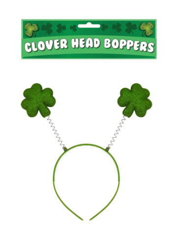 GREEN IRISH CLOVER SHAMROCK LEAF HEAD BOPPER  ST PATRICKS DAY FANCY DRESS. 