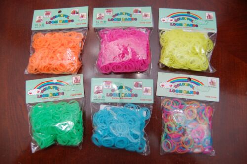 S-CLIPS IN RAINBOW COLORS-USA SELLER!! HOOK 600 pcs LOOM RUBBER BANDS REFILL 