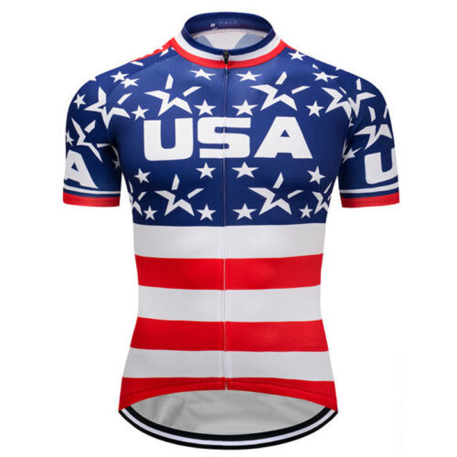 Mens Cycling Jersey Bib Short Kit Bicycle Bike Shirt Team USA Flag Star Clothing