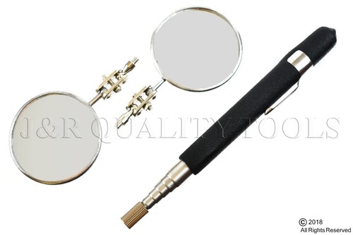 2pc 2/" Round Telescoping Inspection Mirror 7-1//4/" to 30/" Cushion Grip Handle
