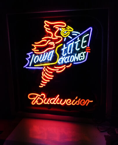 Iowa State Cyclones Vintage Man Cave Beer Bar Neon Sign Light Window Wall