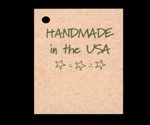 50 *HANDMADE IN THE USA* HANG TAGS PERSONALIZE ITEMS PRICE CRAFTS PATRIOTIC GIFT 